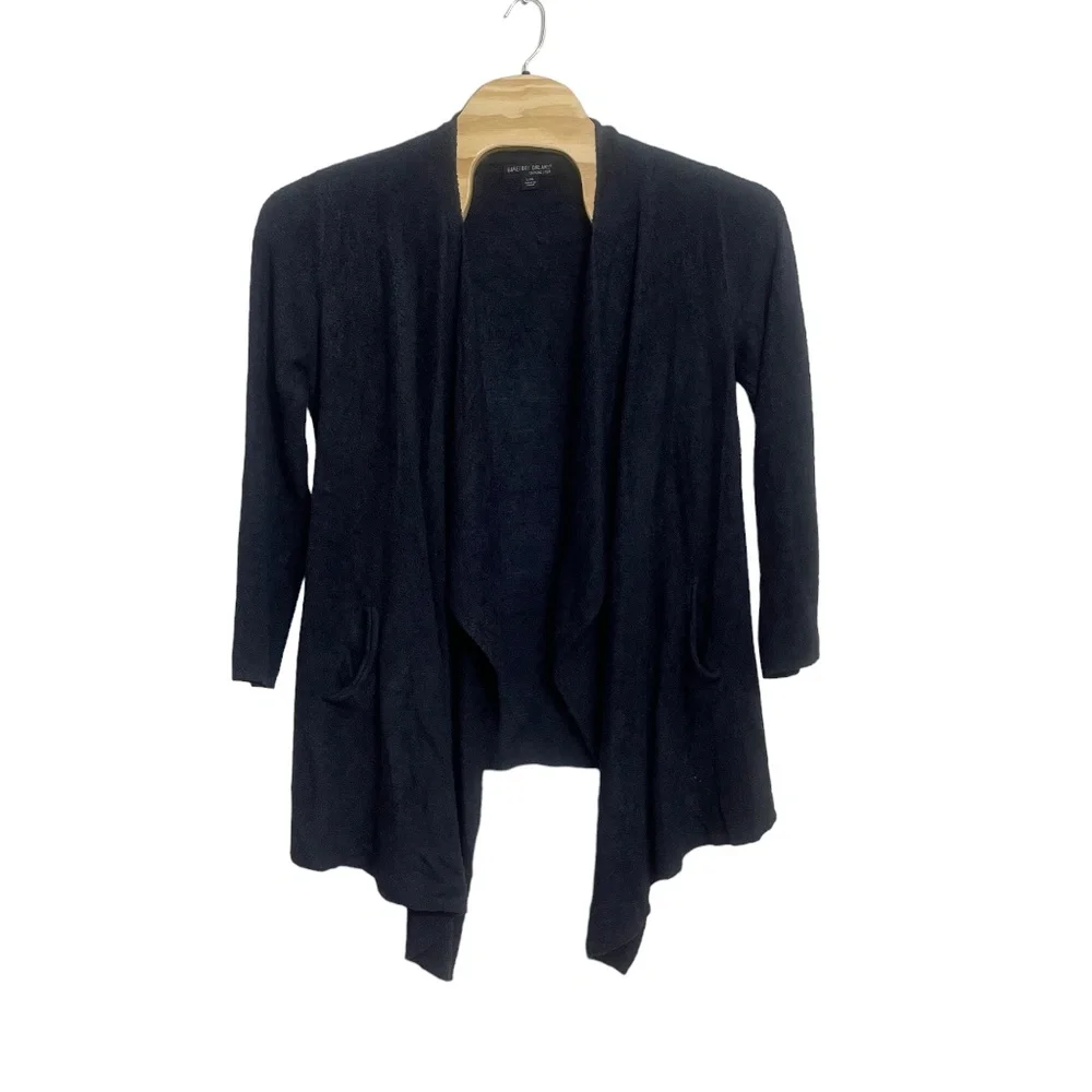 Barefoot Dreams Women's Large X- Large Navy Cozy Chick Lite Sweater‎ Open Front